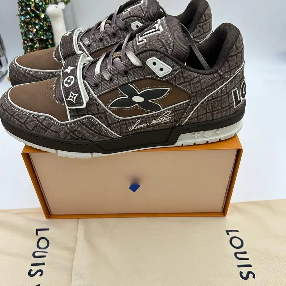 Men’s Louis Vuitton trainer sneakers mocha crocodile print size 11 fits US 12 - Picture 9 of 11